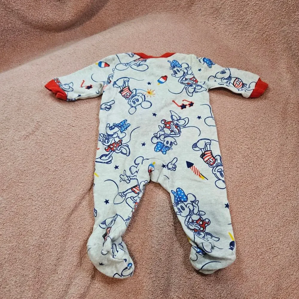 Disney Mickey Mouse Light Gray Footed Pajamas Size NB Americana